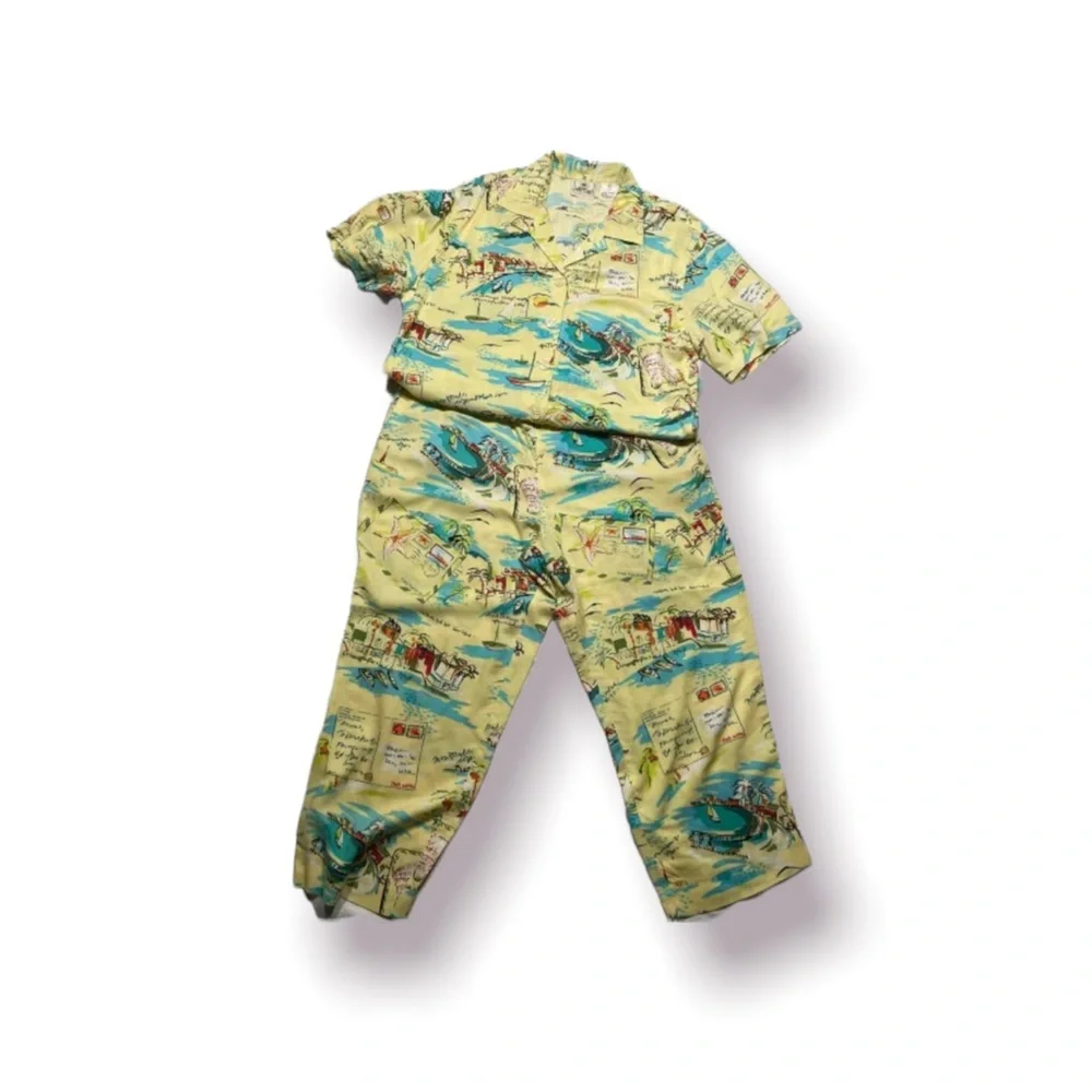 Holly Lane Fairycore Matching Outfit Bohochic Hawaiian Beach Vacation Print Set